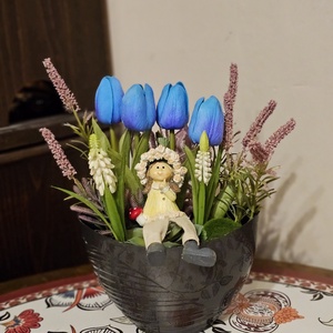 Tulipános Tavasztündér - otthon & életmód - virágdekoráció - virágdíszek - asztali virágdísz - Meska.hu