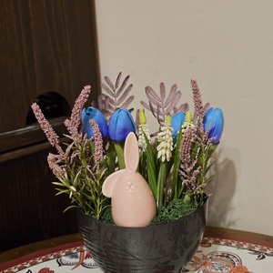 Tulipános asztaldísz  - otthon & életmód - virágdekoráció - virágdíszek - asztali virágdísz - Meska.hu