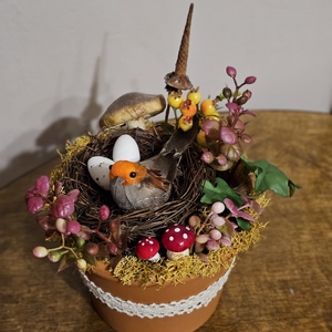 Madárfészkes tavaszi asztaldekor - otthon & életmód - dekoráció - asztal és polc dekoráció - asztaldísz - Meska.hu