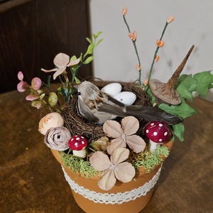 Madárfészkes tavaszi asztaldekor - otthon & életmód - dekoráció - asztal és polc dekoráció - asztaldísz - Meska.hu