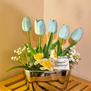 Nőnapra tulipános asztaldísz  - Meska.hu