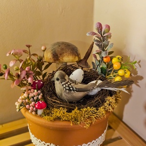 Madárfészkes tavaszi asztaldekor - otthon & életmód - dekoráció - asztal és polc dekoráció - asztaldísz - Meska.hu
