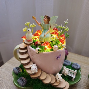 Mini tündérkert világítással  - otthon & életmód - dekoráció - asztal és polc dekoráció - asztaldísz - Meska.hu