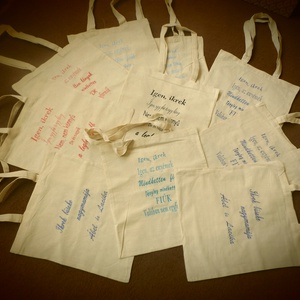 Egyedi szöveggel hímzett vászontáska -  - Meska.hu