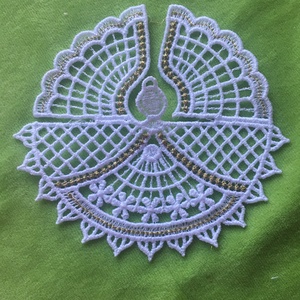  3D angyalka himzett csipke fenyőfadísz - karácsony - karácsonyi lakásdekoráció - karácsonyfadíszek - Meska.hu