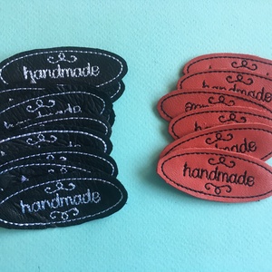 Bőrcímke handmade felirattal - kellékek & szerszámok - vegyes alapanyag - egyéb alapanyag - Meska.hu