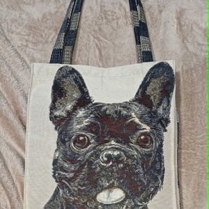 Fekete bulldog shopper, Táska & Tok, Bevásárlás & Shopper táska, Shopper, textiltáska, szatyor, Varrás, MESKA