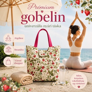 Eper mintás nagyméretű táska - táska & tok - bevásárlás & shopper táska - shopper, textiltáska, szatyor - Meska.hu