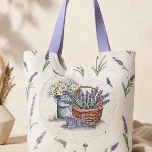 Levendula mintás nagyméretű táska, Táska & Tok, Bevásárlás & Shopper táska, Shopper, textiltáska, szatyor, Varrás, MESKA