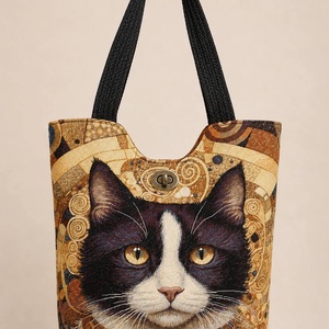Klimt ihlette macskatáska I. , Táska & Tok, Bevásárlás & Shopper táska, Shopper, textiltáska, szatyor, Varrás, MESKA