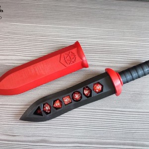 Nagy - Méretű kard formájú kockatartó D20 sziluettel + AJÁNDÉK - játék & sport - táblajáték és kártyajáték - társasjátékok - dobókocka - Meska.hu