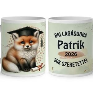 Névvel kérhető Róka - 2026 évi Ballagásra mintás bögre - Meska.hu