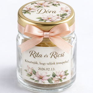Magnolia Lumi�re � személyre szabott méhviasz esküvői köszönőajándék gyertya - otthon & életmód - gyertya, illat, aroma - gyertya - Meska.hu