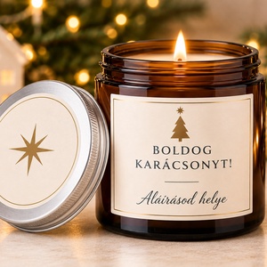 Karácsonyi céges ajándék gyertya � Fahéjas narancs illatú szójagyertya egyedi logóval, 110 ml - karácsony - karácsonyi lakásdekoráció - karácsonyi illatgyertya, mécses - Meska.hu