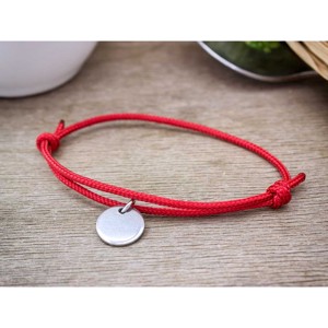 Gravírozható kerek medálos vörös paracord karkötő, Ékszer, Karkötő, Névre szóló karkötő, , MESKA