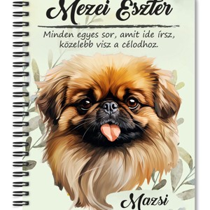 Személyre szabható - Barna pekingi palotakutya portré mintás A5-ös füzet, Otthon & Életmód, Papír, írószer, Jegyzetfüzet & Napló, , MESKA