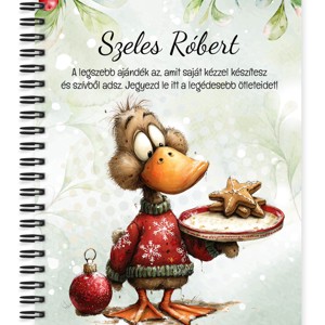 Személyre szabható - Cuki karácsonyi kacsa sütivel mintás A6-os füzet, Otthon & Életmód, Papír, írószer, Jegyzetfüzet & Napló, , MESKA