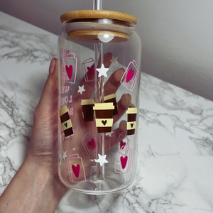 Egyedi mintás bambusz tetős pohár szívószállal - otthon & életmód - konyhafelszerelés, tálalás - tálalás - pohár - Meska.hu