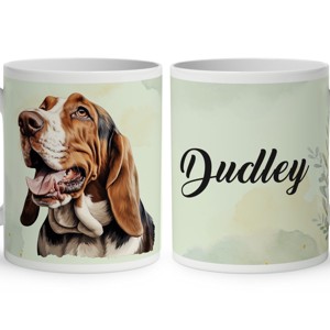 Névvel kérhető - Basset Hound portré mintás bögre, Otthon & Életmód, Konyhafelszerelés, tálalás, Tálalás, Bögre & Csésze, , MESKA