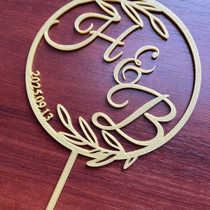 Esküvői torta beszúró monogrammos - esküvő - dekoráció - sütidísz - Meska.hu