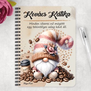 Személyre szabható - Kávés manó kávébabbal mintás A6-os füzet - otthon & életmód - papír, írószer - jegyzetfüzet & napló - Meska.hu