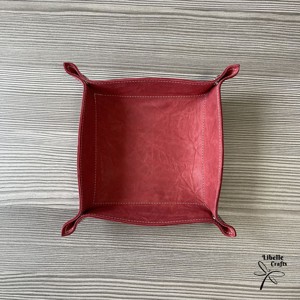 Színes bőr tálca - gyűrt piros, , , MESKA