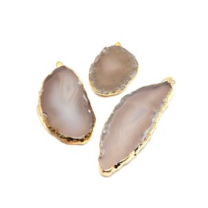 Egyensúly szürke achát lap medál arany színű foglalattal 25x40�70mm, Ékszer, Nyaklánc, Medál, , MESKA