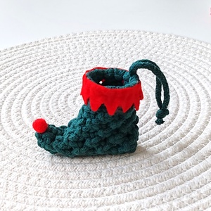 MAKRAMÉ-MANÓ-CSIZMA, Karácsony, Mikulás, Mikulás zsák, Csomózás, MESKA