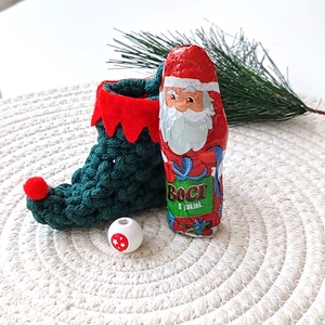 MAKRAMÉ-MANÓ-CSIZMA - karácsony - mikulás - mikulás zsák - Meska.hu