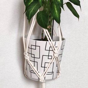 MAKRAMÉ-VIRÁGTARTÓ-EGYSZERŰ - otthon & életmód - virágdekoráció - virágtartó - függő virágtartó - Meska.hu