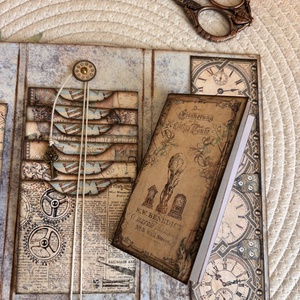 Steampunk stílusú mini napló rejtett zsebekkel - Steampunk booklet  - otthon & életmód - papír, írószer - jegyzetfüzet & napló - Meska.hu