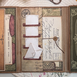 Vintage nagy méretű napló kihajtható lapokkal Emlékkönyv Vintage travel journal - otthon & életmód - papír, írószer - jegyzetfüzet & napló - Meska.hu