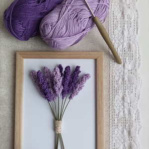 Horgolt levendula képkeretben - Meska.hu