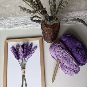 Horgolt levendula képkeretben - otthon & életmód - dekoráció - kép & falikép - 3d képek - Meska.hu