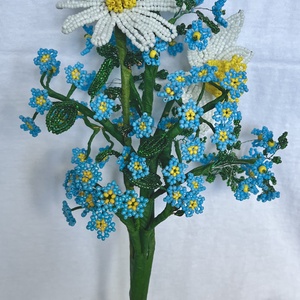 Nefelejcs csokor nárcisszal és margarétával(váza nélkül)  - otthon & életmód - dekoráció - asztal és polc dekoráció - asztaldísz - Meska.hu