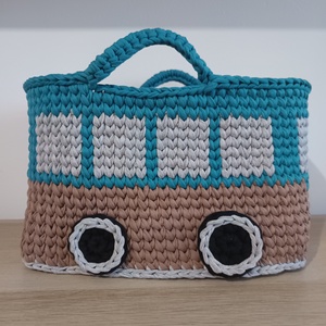 Nagy horgolt busz tároló kosár - otthon & életmód - tárolás & rendszerezés - tárolókosár - Meska.hu