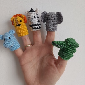 Horgolt ujjbáb szett - Szafari - játék & sport - bábok - ujjbáb - Meska.hu