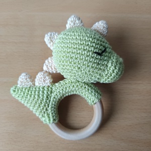 Horgolt dínó csörgő szett - baba - mama - baba játékok - csörgő - Meska.hu