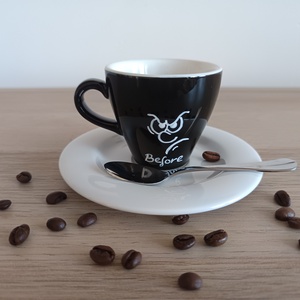 Before/After - Kézzel festett espresso csésze (Fekete) - Meska.hu