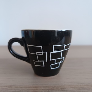 Geometria - Kézzel festett, modern espresso csésze (Fekete) - otthon & életmód - konyhafelszerelés, tálalás - tálalás - bögre & csésze - Meska.hu