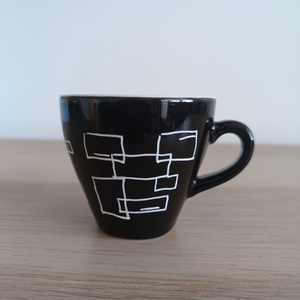Geometria - Kézzel festett, modern espresso csésze (Fekete) - otthon & életmód - konyhafelszerelés, tálalás - tálalás - bögre & csésze - Meska.hu