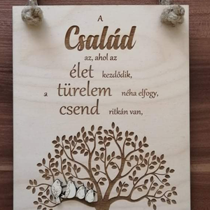 Gravírozott családi tábla , Otthon & Életmód, Dekoráció, Fali és függő dekoráció, Falra akasztható dekor, , MESKA