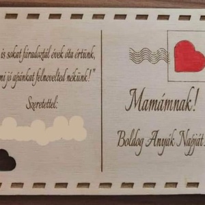 Anyák napi levelezőlap, Otthon & Életmód, Dekoráció, Asztal és polc dekoráció, Asztaldísz, Gravírozás, pirográfia, MESKA