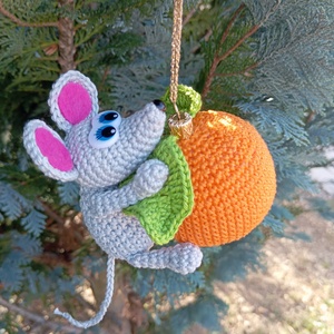 Kisegér és a narancs - karácsony - karácsonyi lakásdekoráció - karácsonyfadíszek - Meska.hu