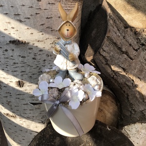 Nyuszi esernyővel asztaldísz - otthon & életmód - dekoráció - asztal és polc dekoráció - asztaldísz - Meska.hu