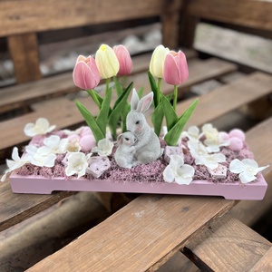 Nyuszi mama és kicsinye tavaszi tál - otthon & életmód - dekoráció - asztal és polc dekoráció - asztaldísz - Meska.hu