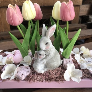 Nyuszi mama és kicsinye tavaszi tál - otthon & életmód - dekoráció - asztal és polc dekoráció - asztaldísz - Meska.hu