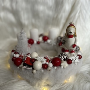 Jegesmacis adventi koszorú, Karácsony, Adventi díszek, Adventi koszorú, Virágkötés, MESKA