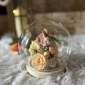 Nyuszis üvegbúra, Otthon & Életmód, Dekoráció, Húsvéti asztaldíszek, Virágkötés, MESKA