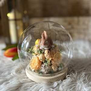 Nyuszis üvegbúra - otthon & életmód - dekoráció - húsvéti asztaldíszek - Meska.hu